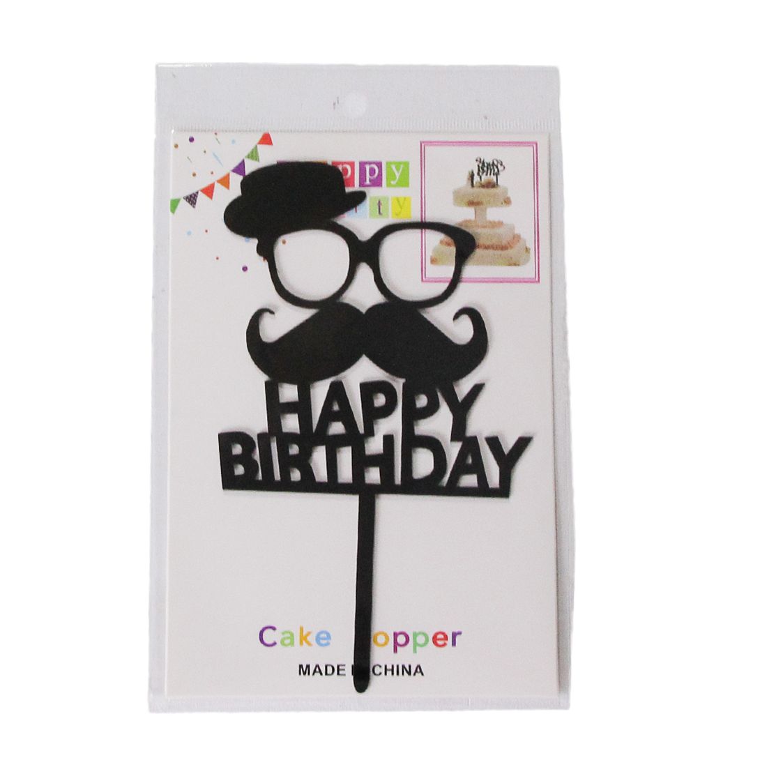 Happy Birthday Mustache Style Cake Topper