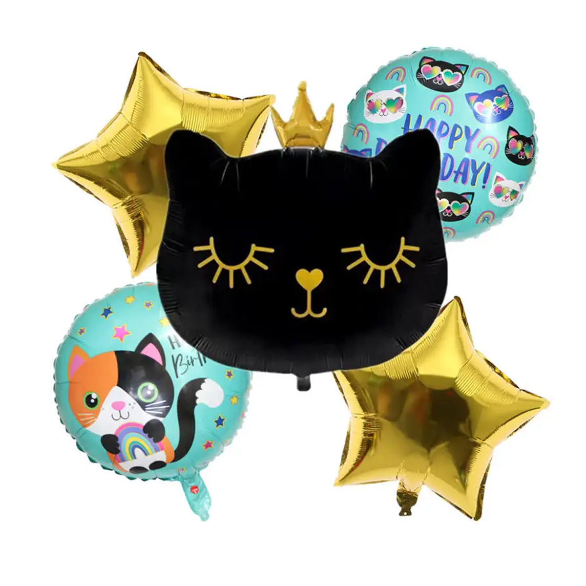 Black Kitten Cute Cat Foil Balloons - Pack of 5
