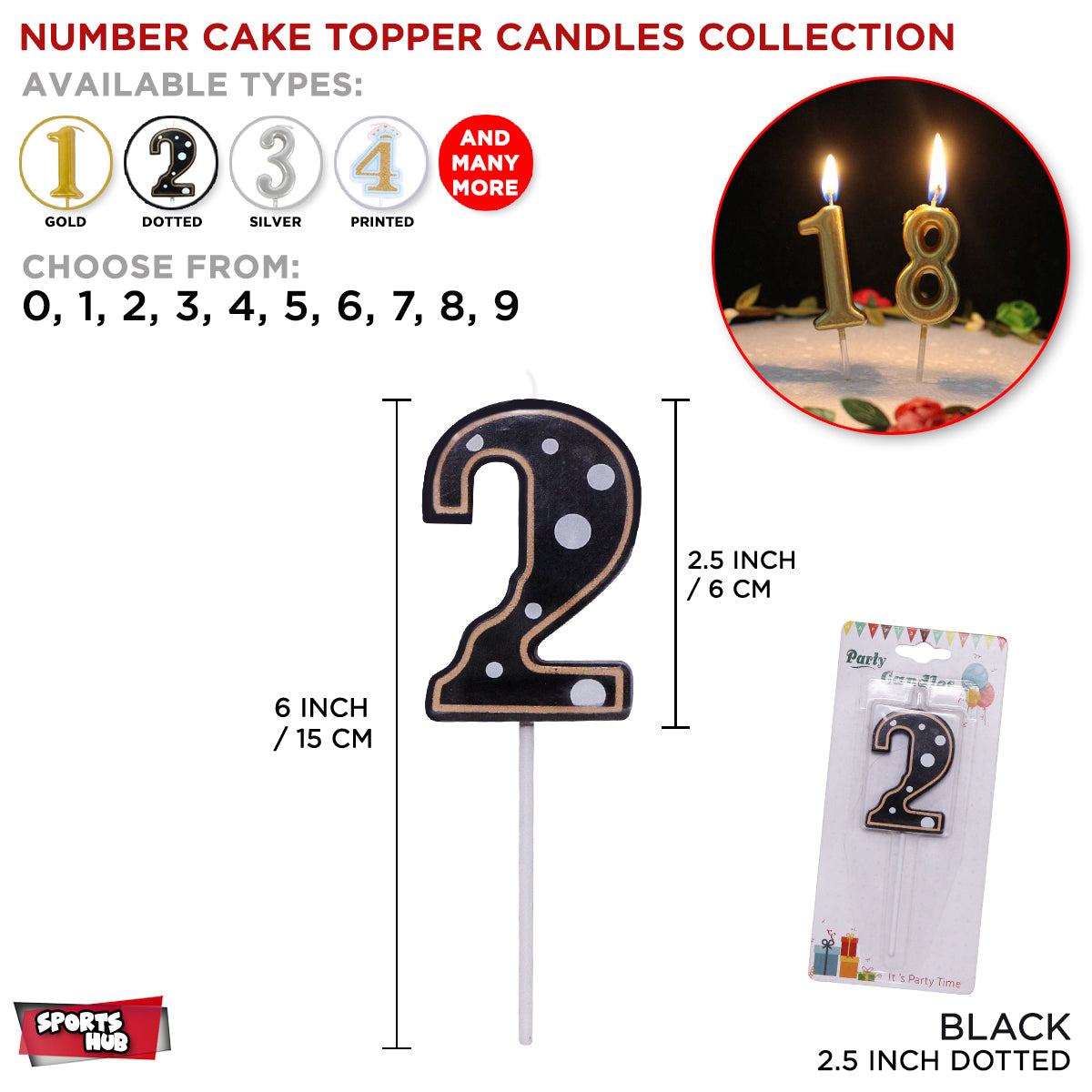 Polka Dot Number Candles