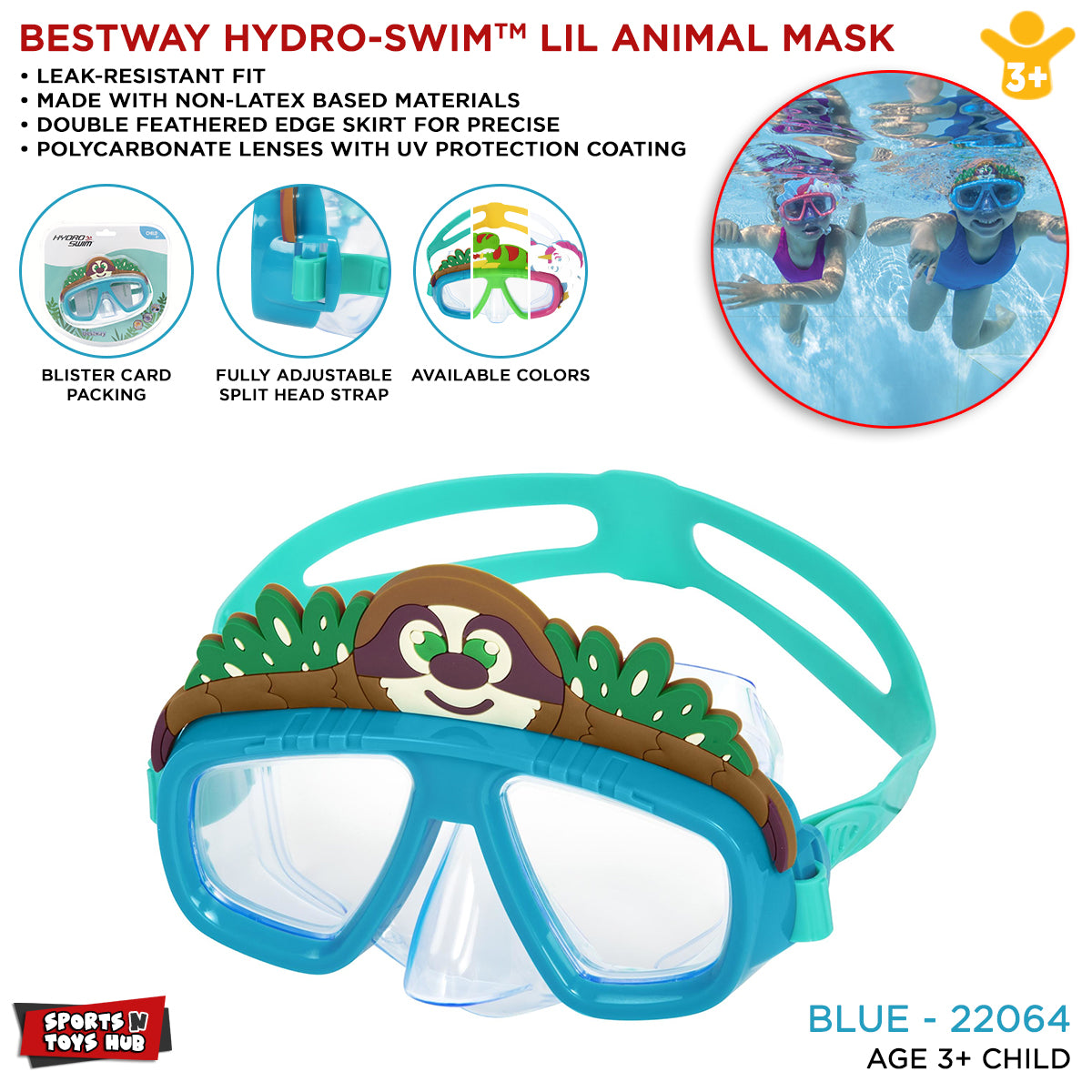 Bestway Hydro Swim Animals Character Kids Goggles - 22064
