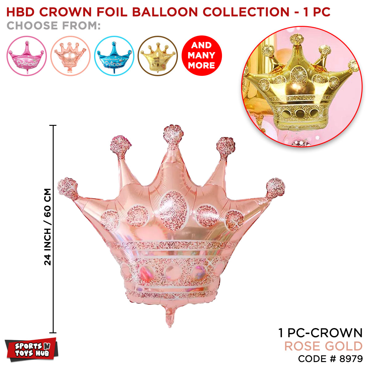 RoseGold HBD Crown Shape Foil Balloon