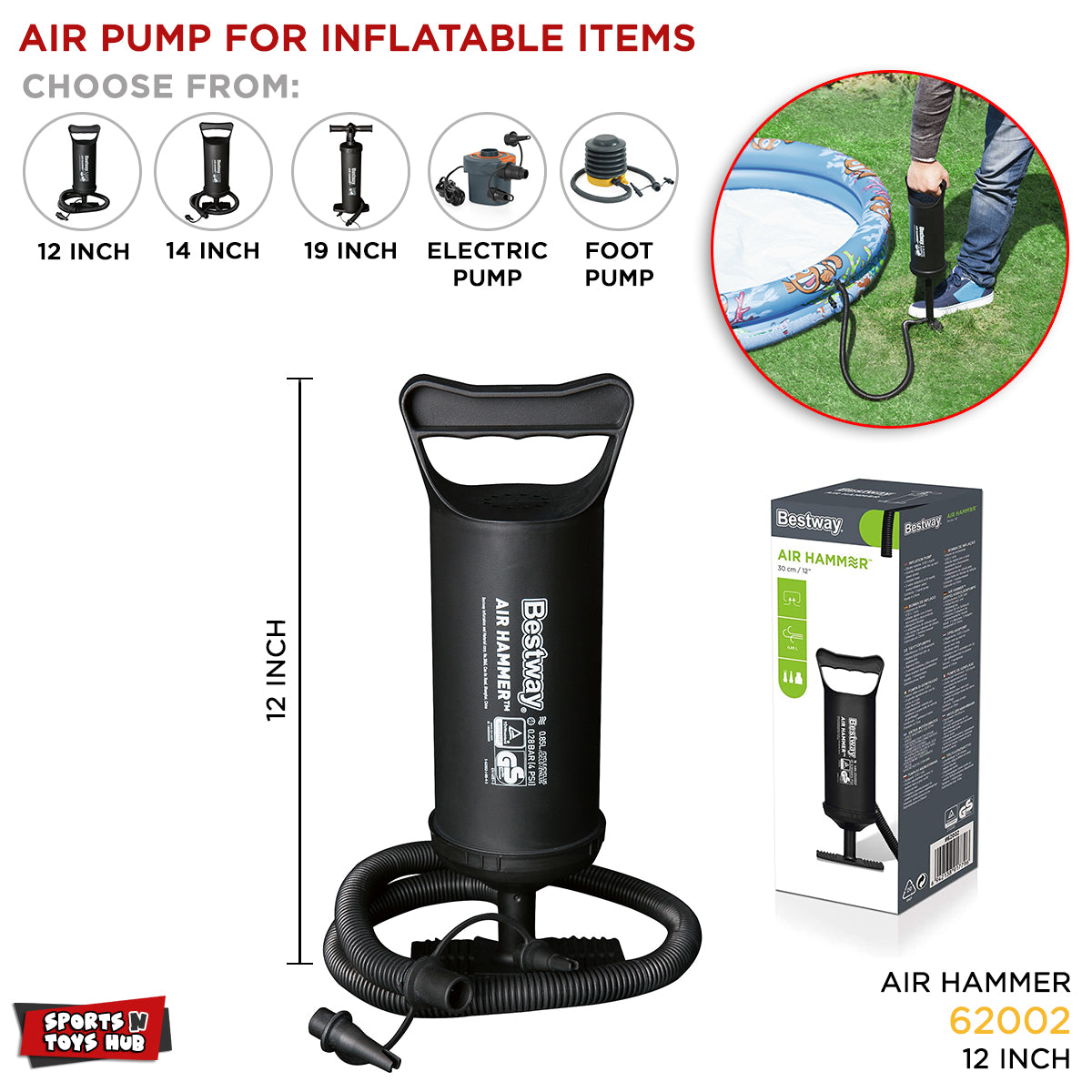 Bestway Air Hammer Inflation Pump - 62002