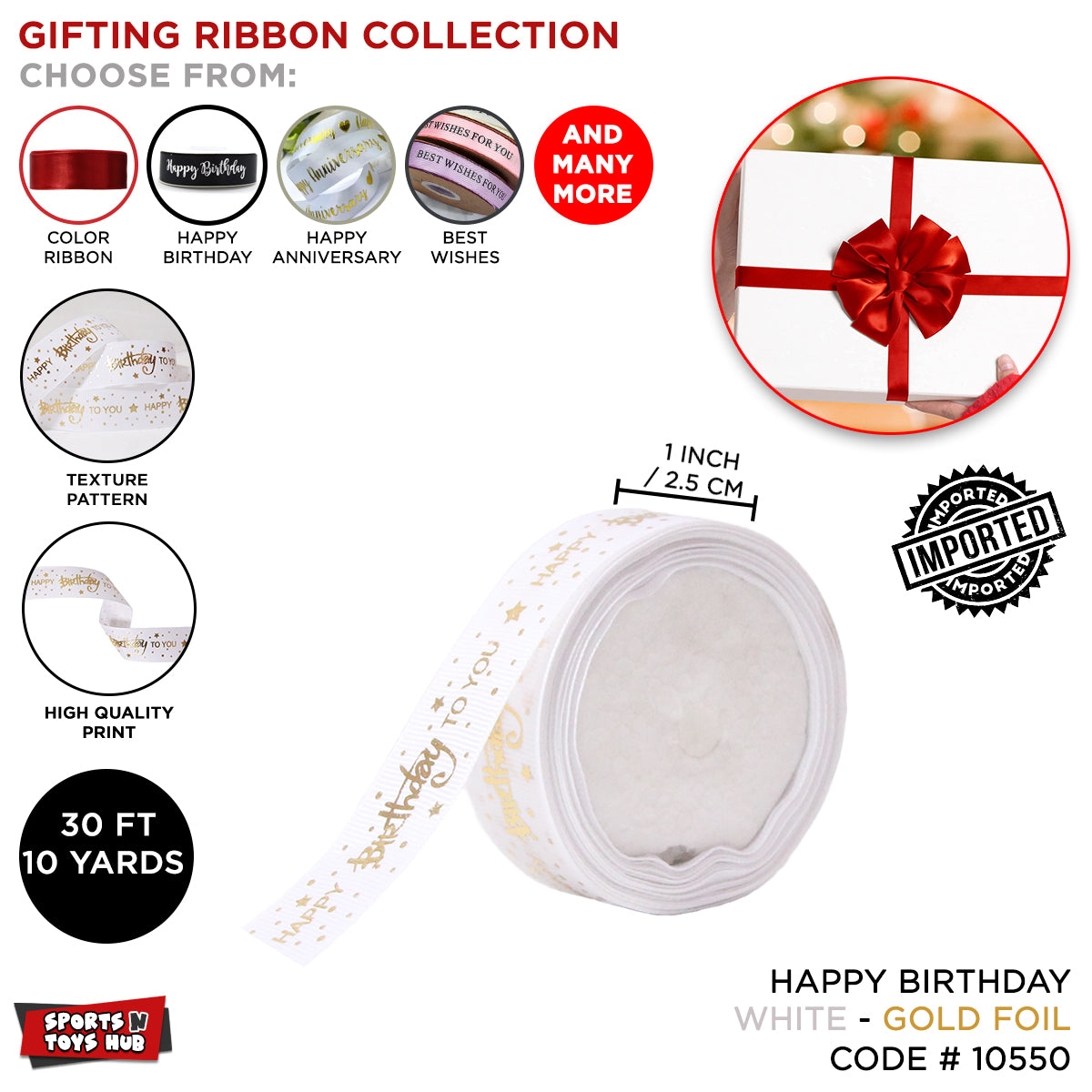 Imported Happy Birthday Printed Ribbon Collection