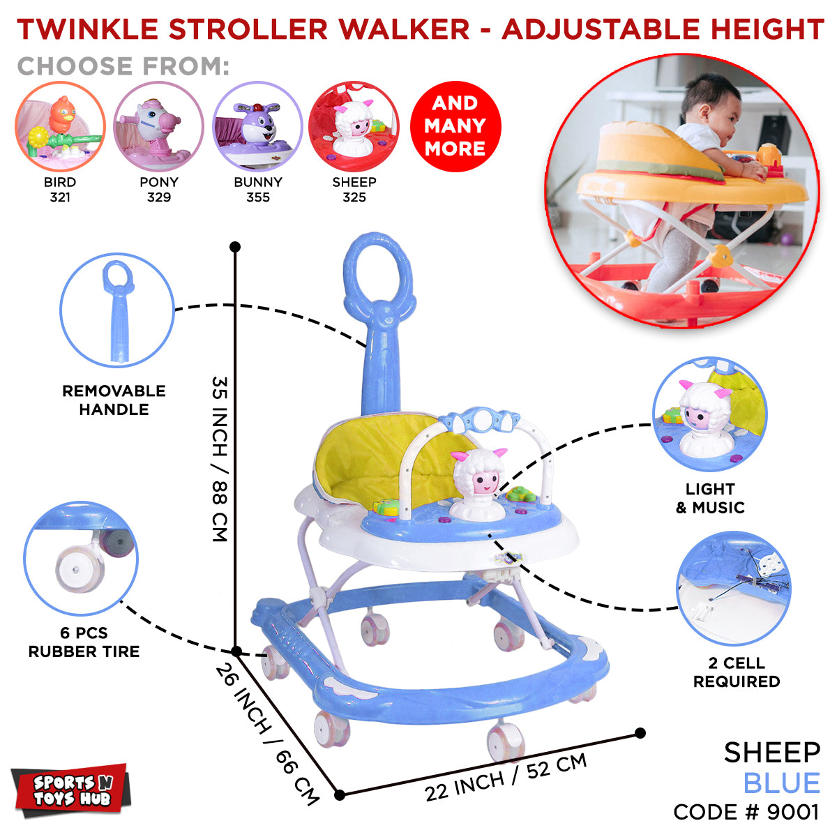 Twinkle Sheep Face Shape Baby Walker Collection