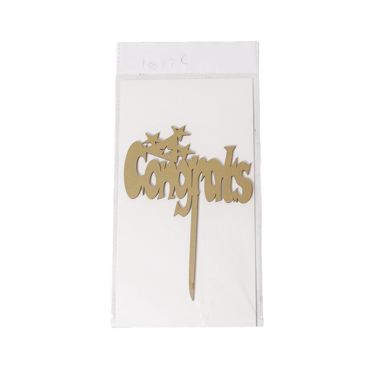 Congrads Metallic Wooden Printed Cake Topper