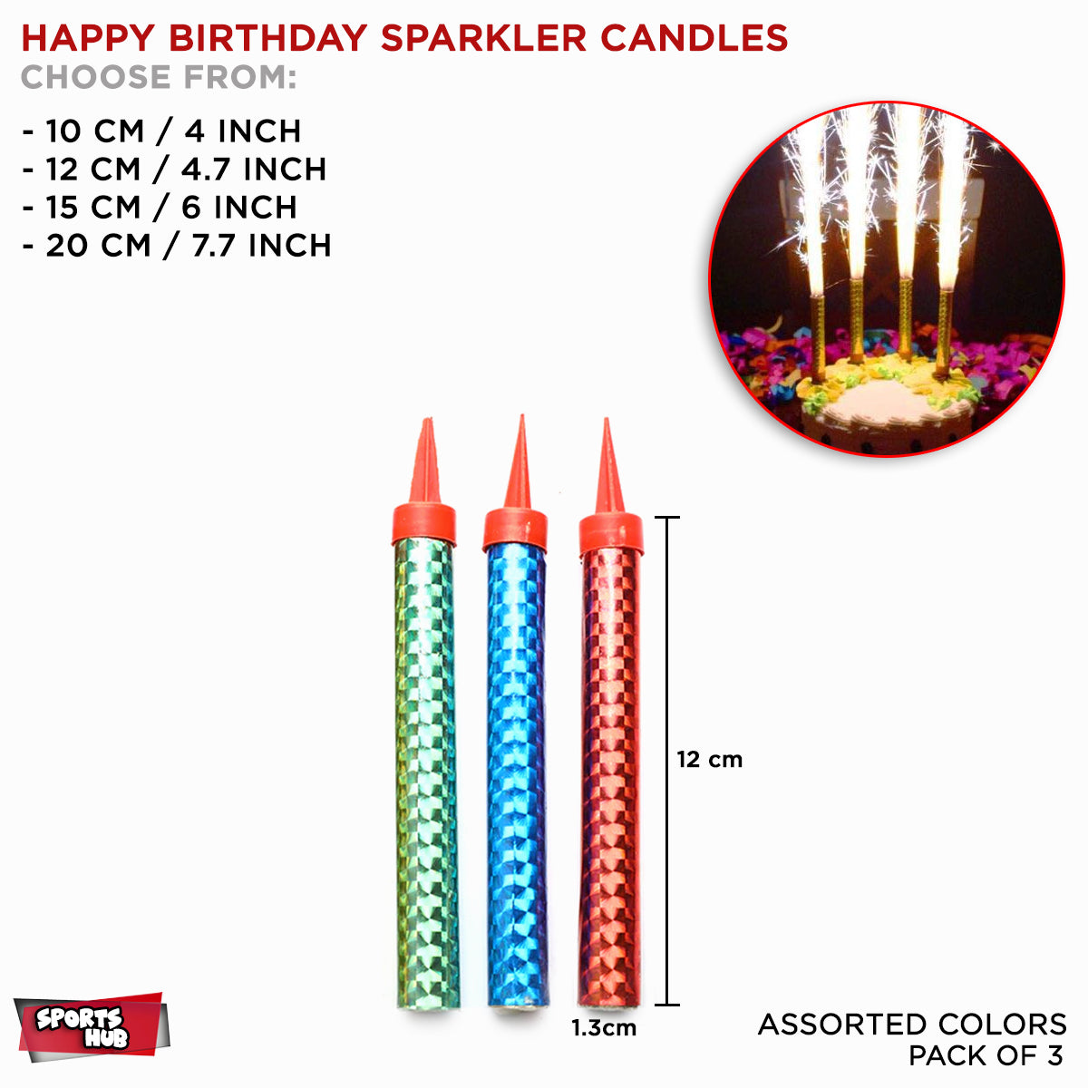 Happy Birthday Sparkling Candle Collection - 3 Pcs