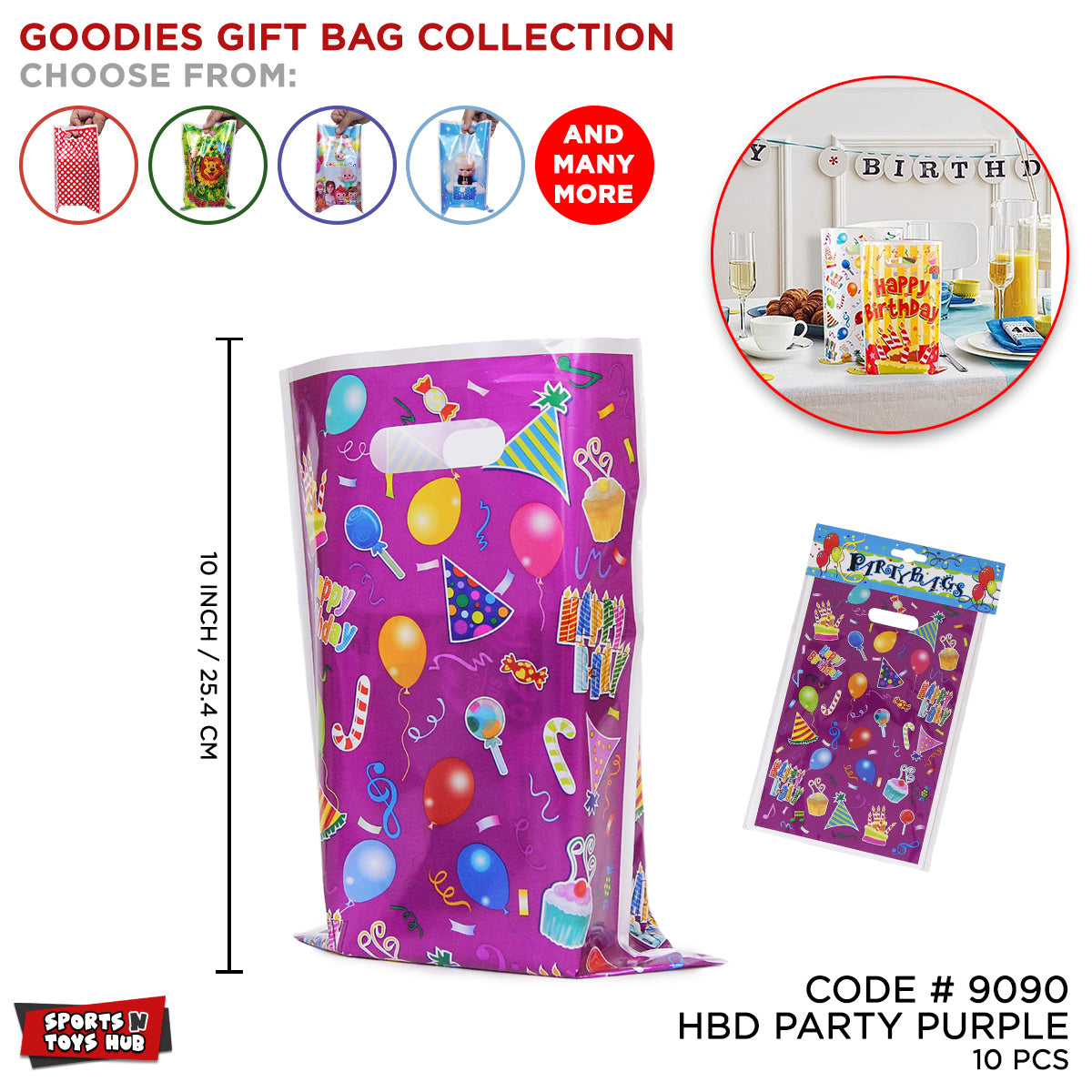 Happy Birthday Goodies Gift Bags - 10 Pcs