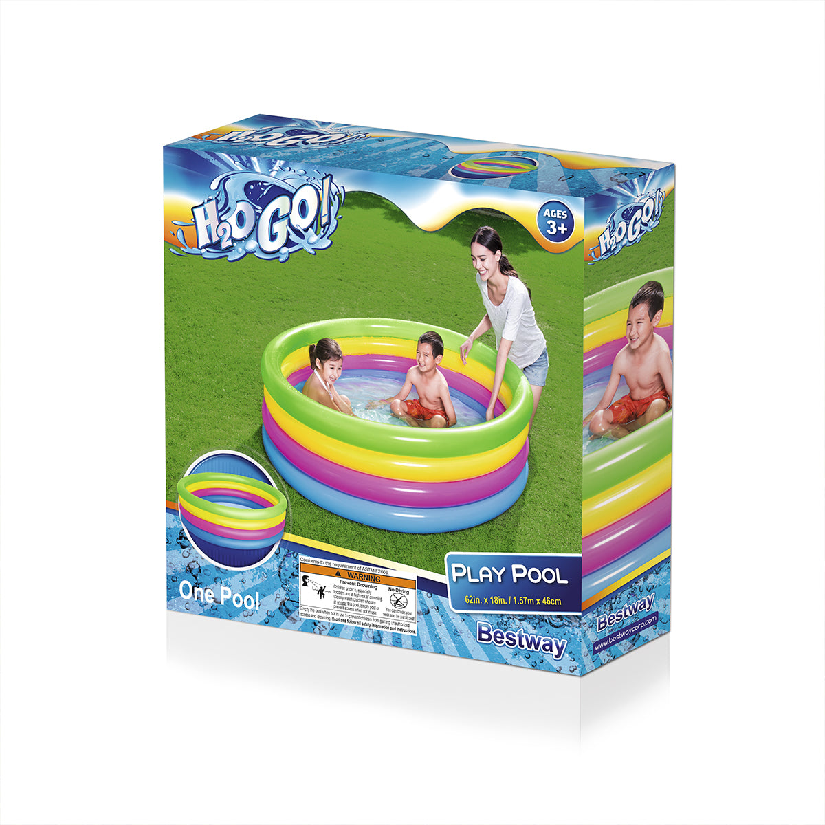 Bestway 5 Ft 4 Rings Inflatable Summer Set Swimming Pool For Kids - 51117