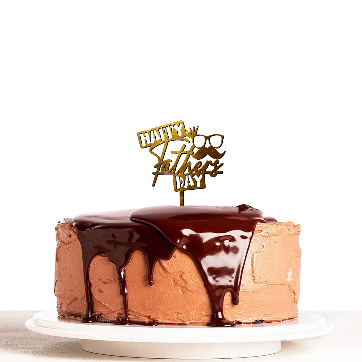 Happy Fathers Day Painted Wooden Cake Topper