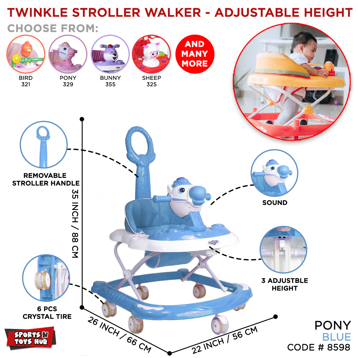 Twinkle Pony Face Shape Baby Walker Collection