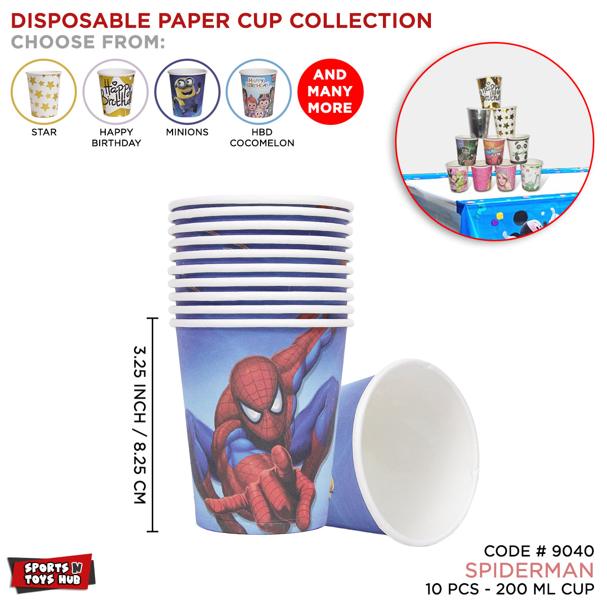 Spider M@n Disposable Printed Characters Cups