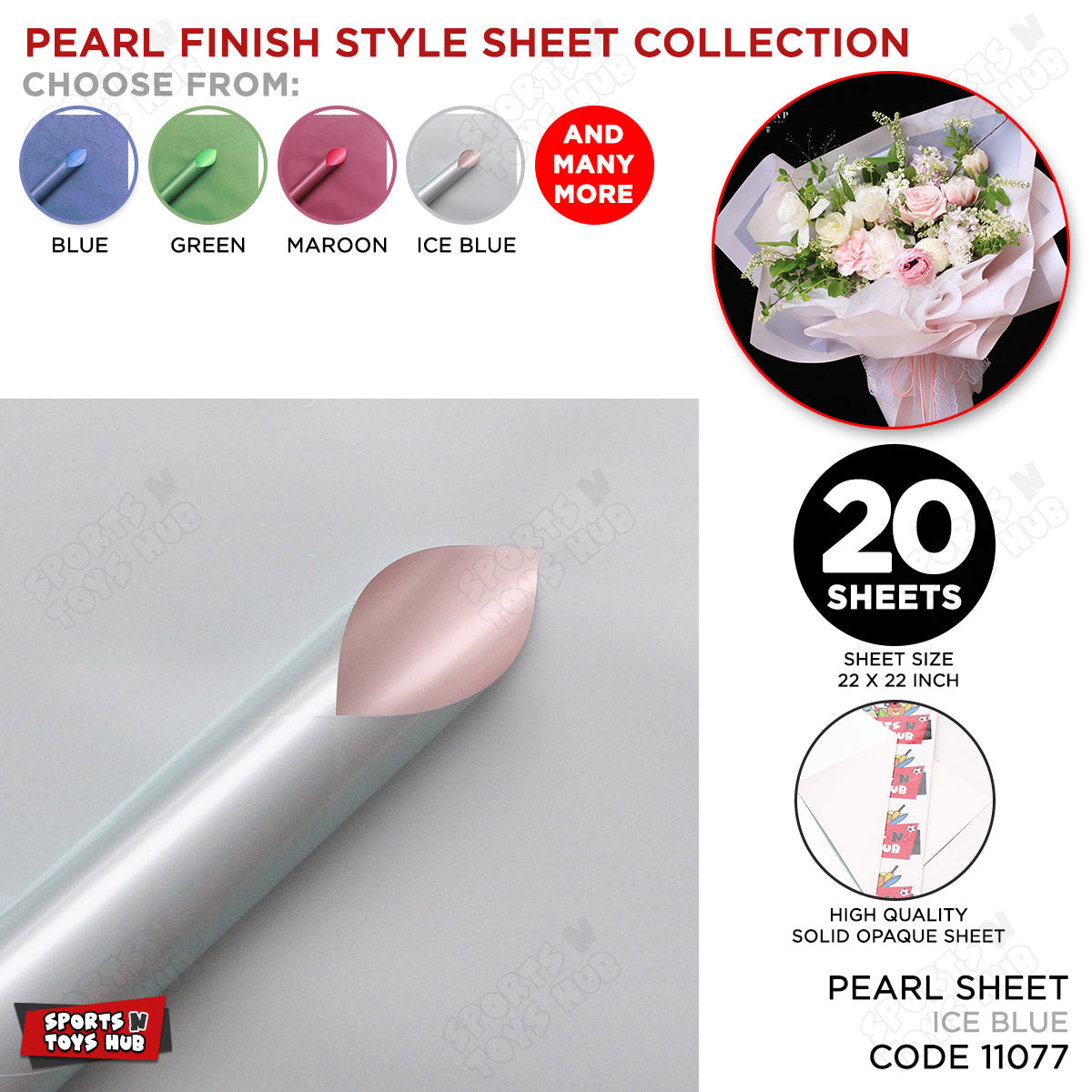 Double Sided Pearl Finish Style Flower Bouquet Sheet Collection