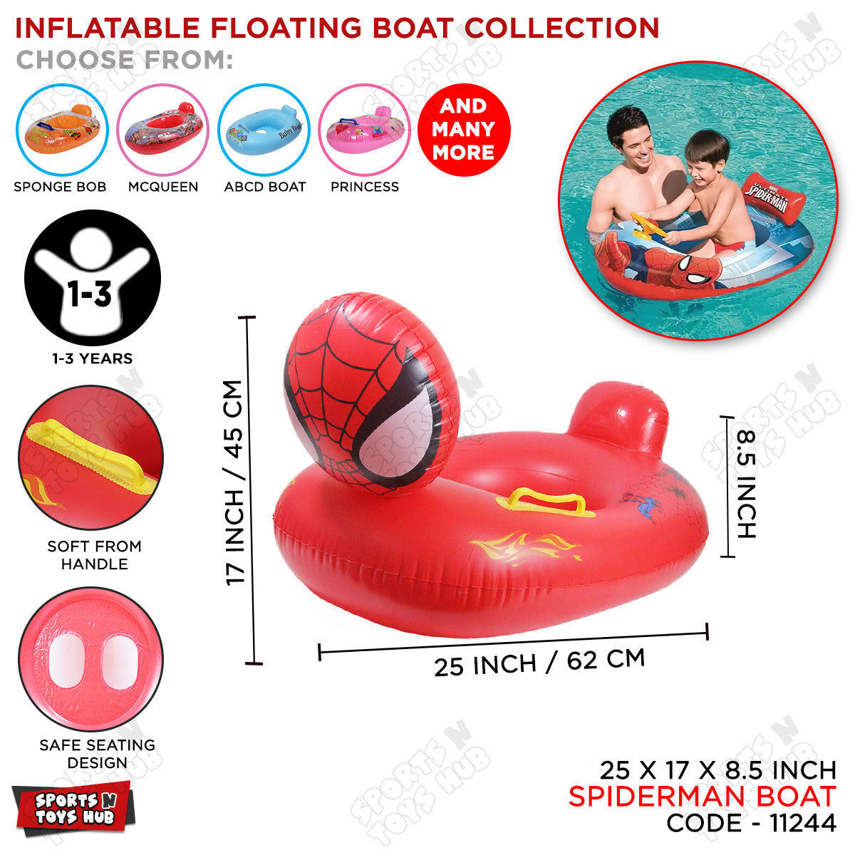 Cartoon Character Spiderman Float Swimming Ring Tube