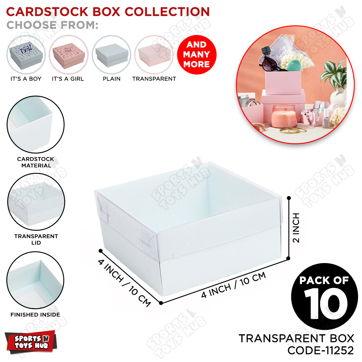 Clear Lid Box 4x4x2 Inch - Pack Of 10