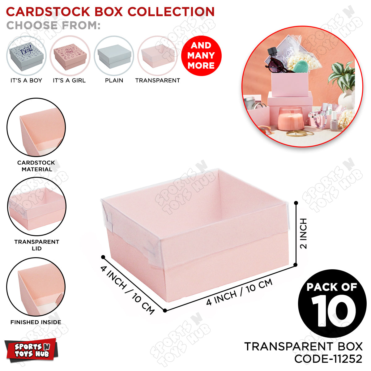 Clear Lid Box 4x4x2 Inch - Pack Of 10