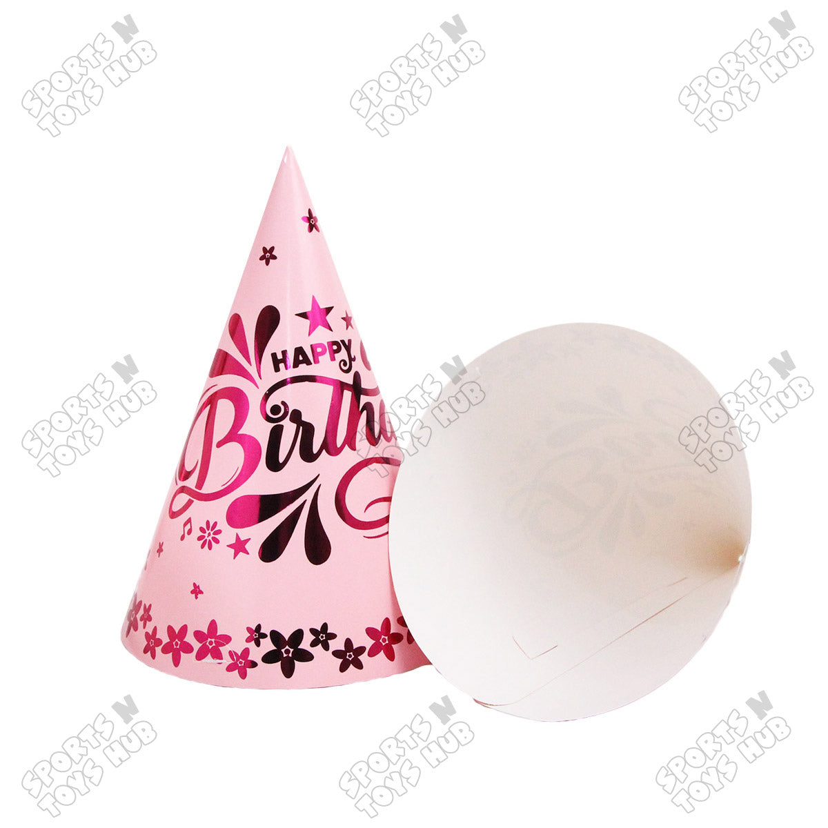 Happy Birthday Foil Printed Caps - Pack Of 6