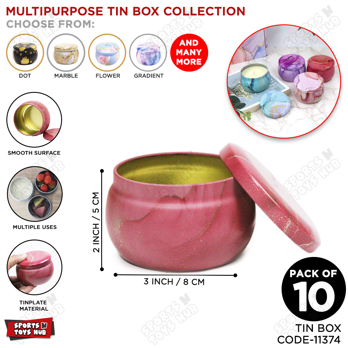 Tin Gradient Pattern Multipurpose Box