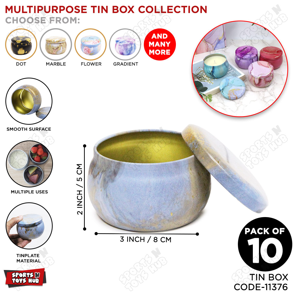 Tin Gradient Pattern Multipurpose Box