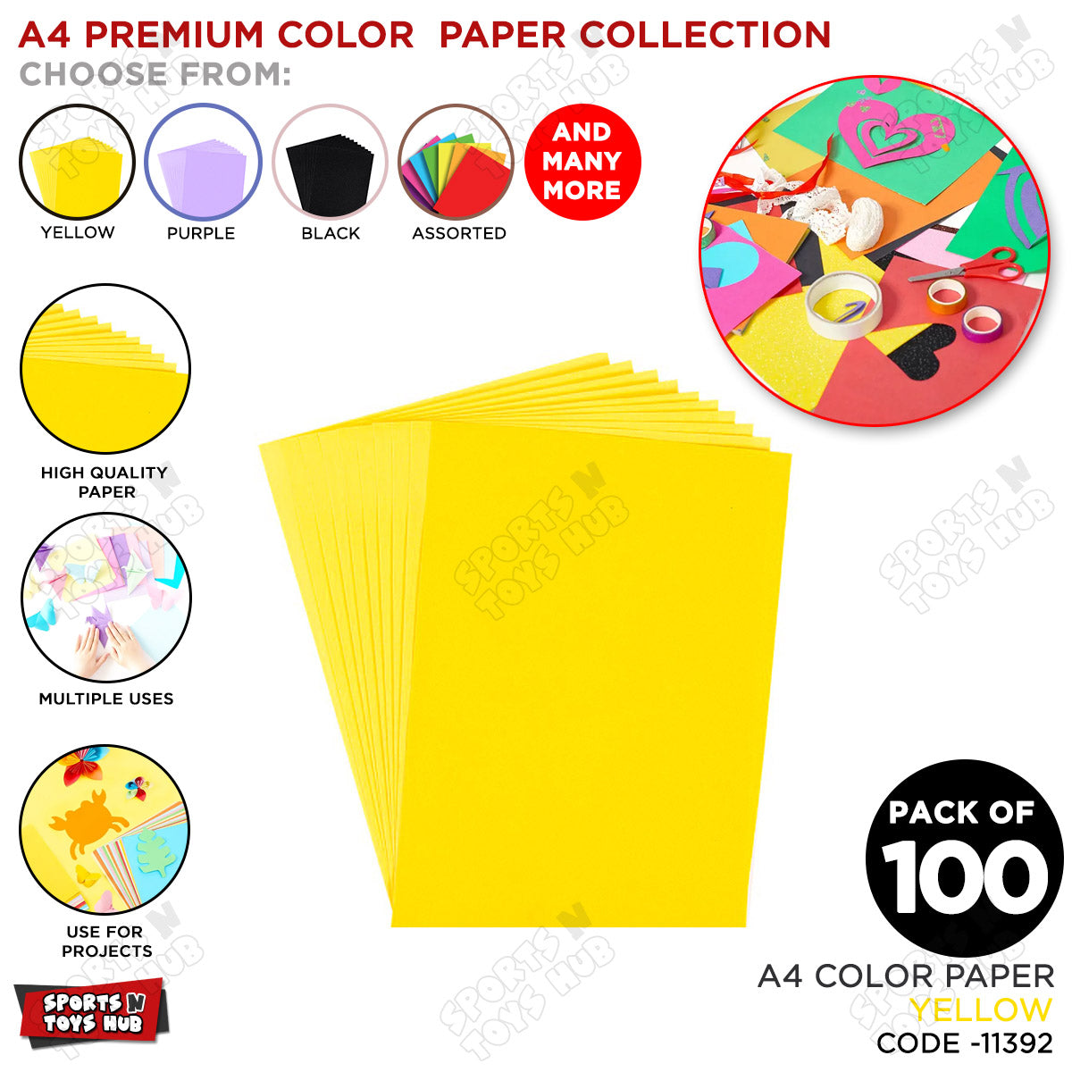 A4 Premium Color Paper – Pack of 100 Sheets