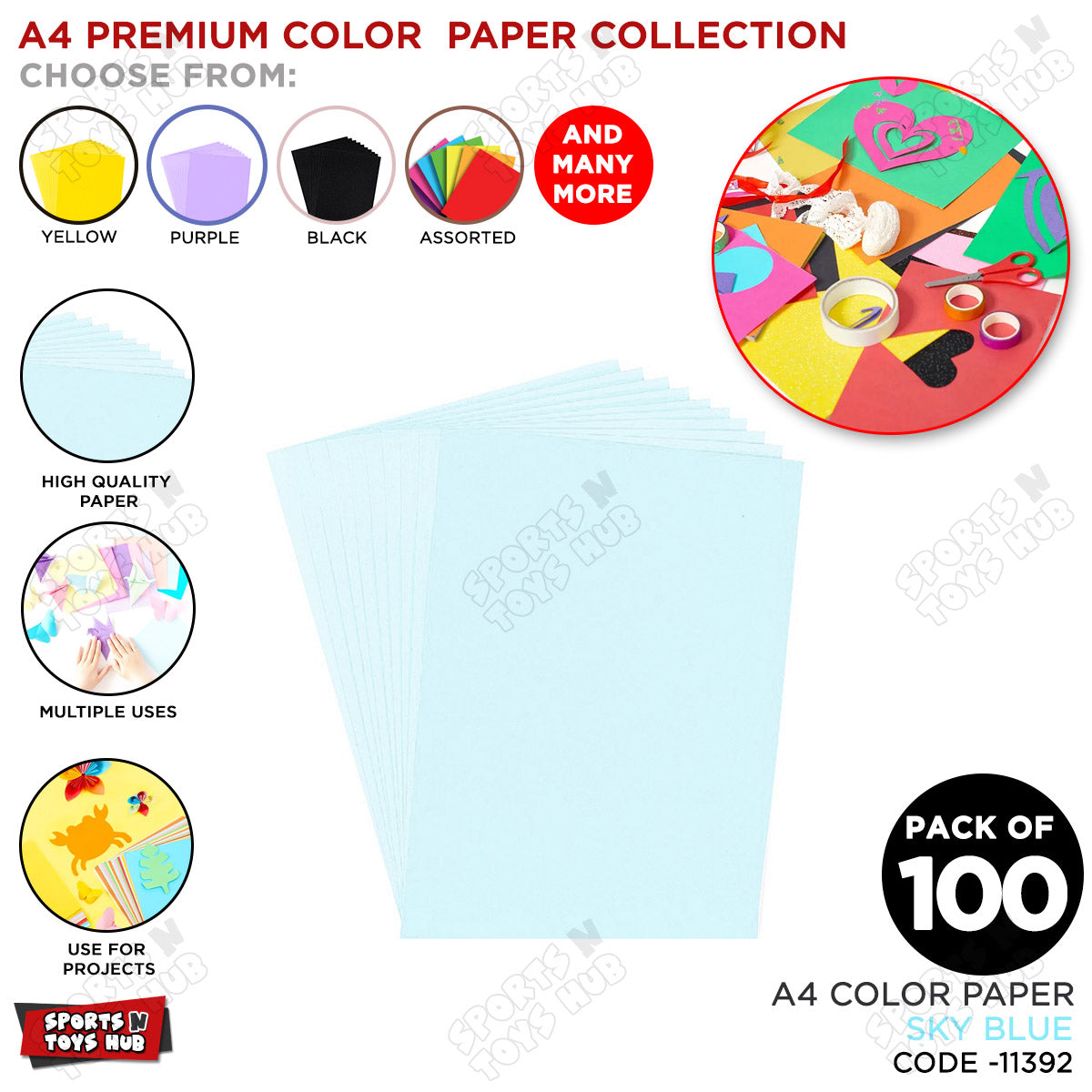A4 Premium Color Paper – Pack of 100 Sheets