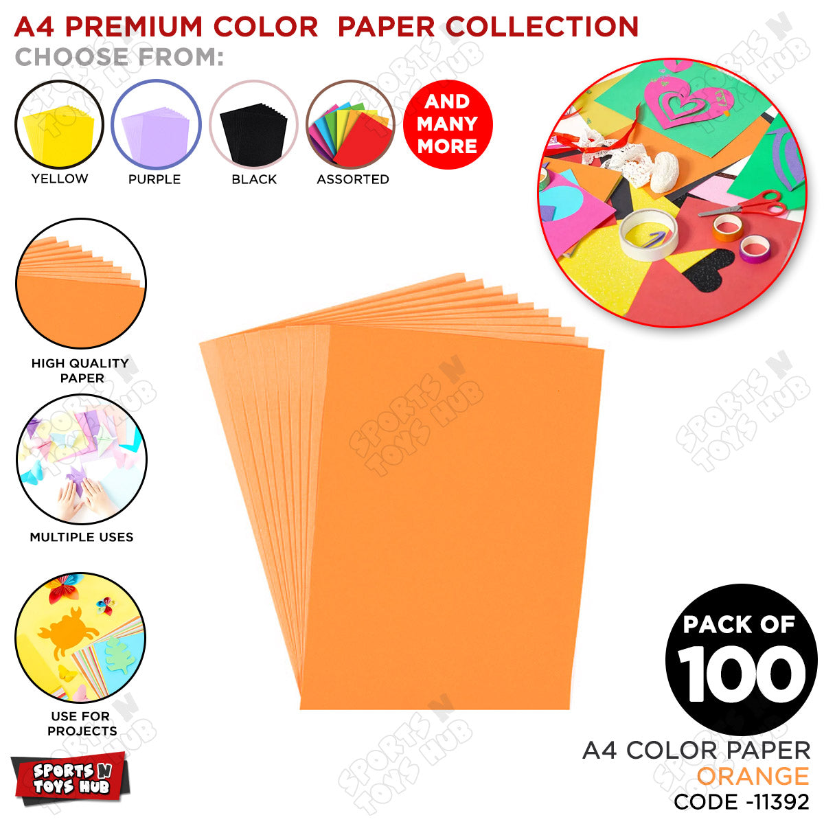 A4 Premium Color Paper – Pack of 100 Sheets