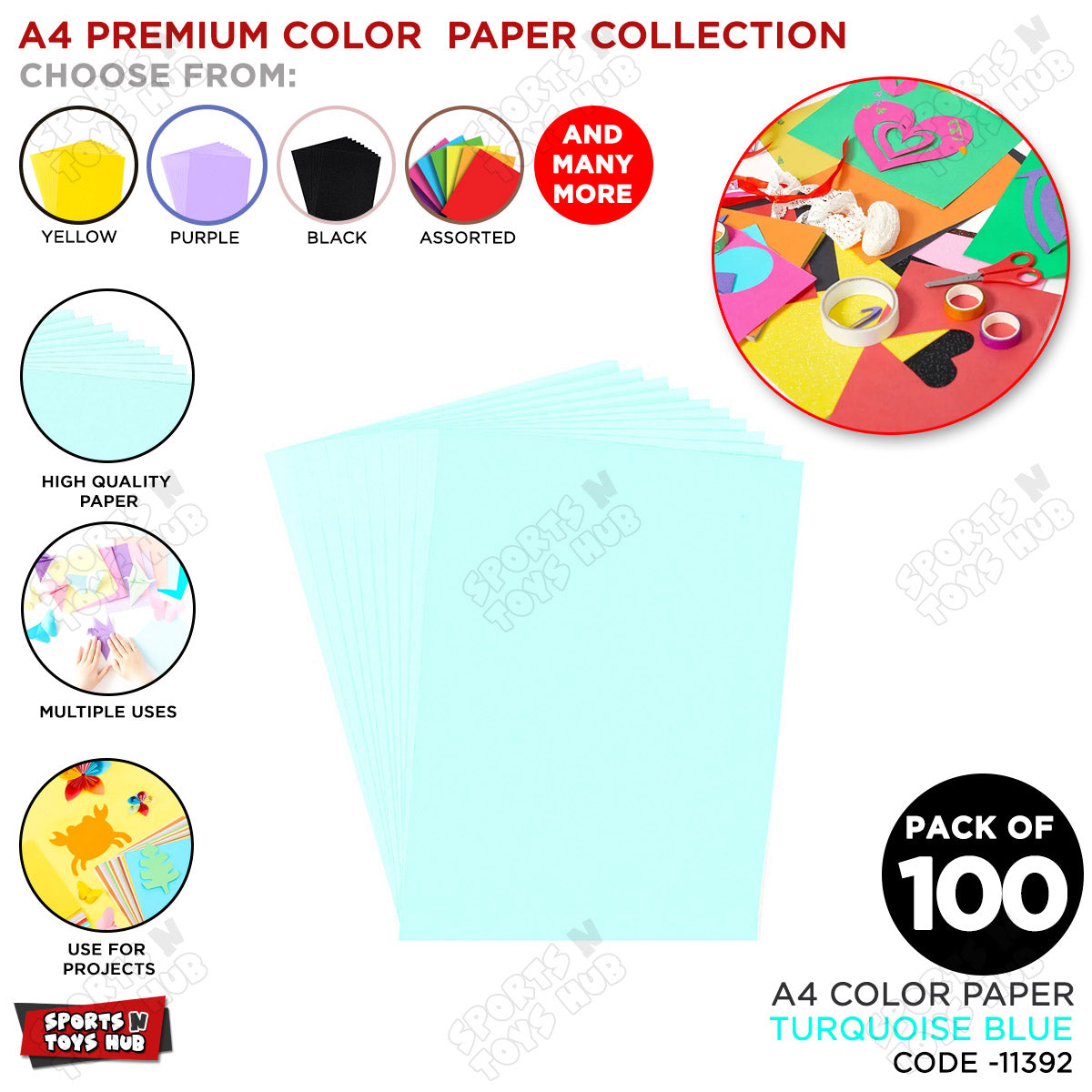 A4 Premium Color Paper – Pack of 100 Sheets