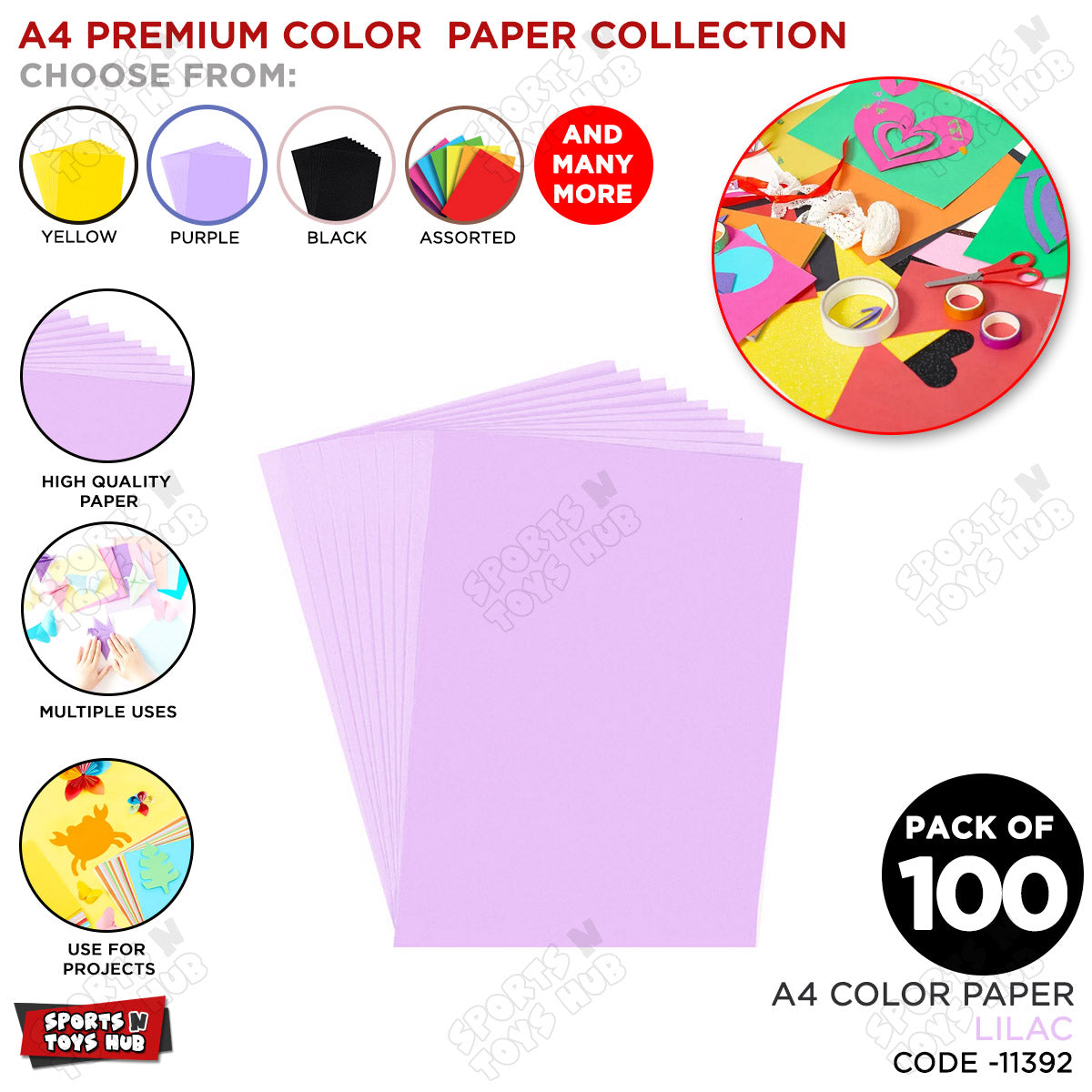 A4 Premium Color Paper – Pack of 100 Sheets