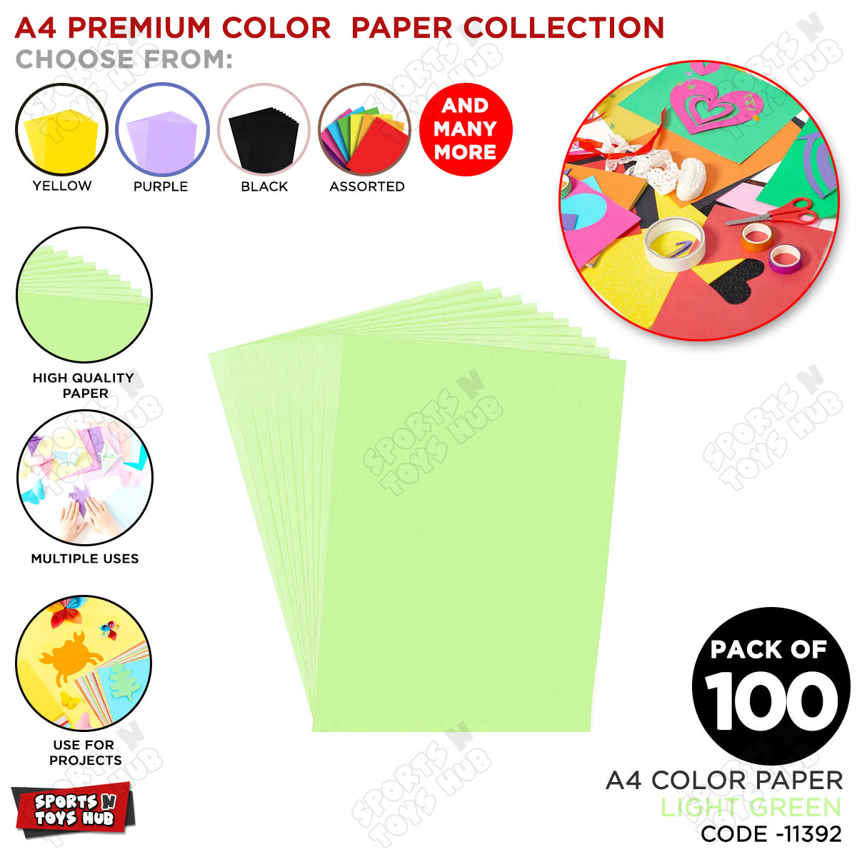 A4 Premium Color Paper – Pack of 100 Sheets