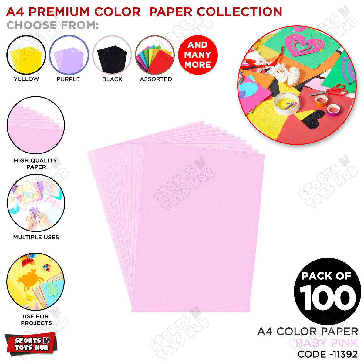 A4 Premium Color Paper – Pack of 100 Sheets