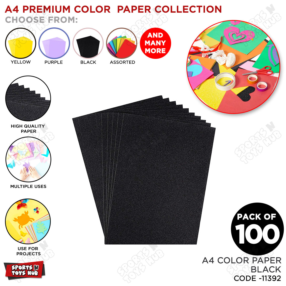 A4 Premium Color Paper – Pack of 100 Sheets