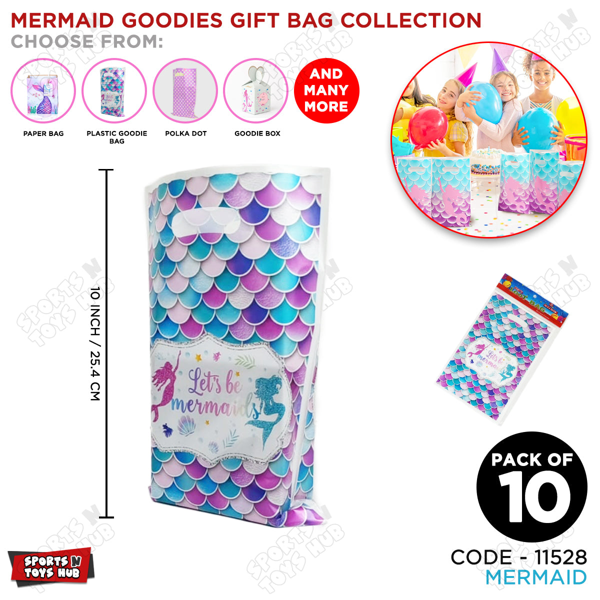 Mermaid Goodies Gift Bags - 10 Pcs