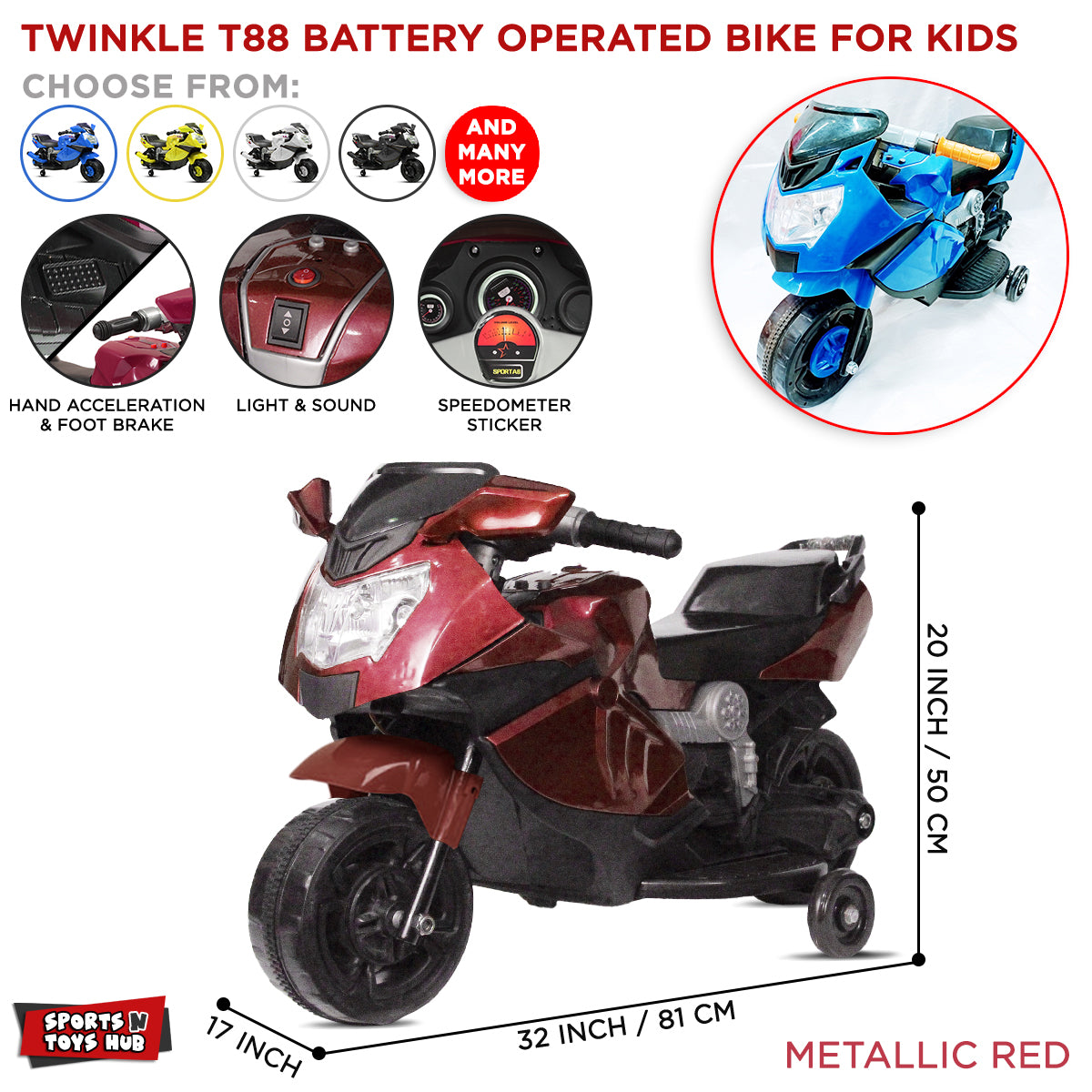 Twinkle T88 Battery Operated Electric Ride On Sport Bike For Kids