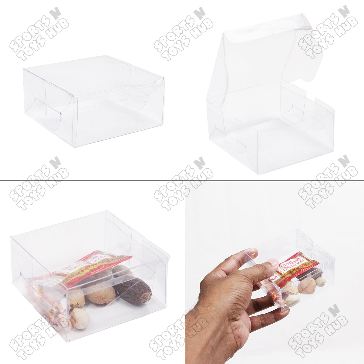 4x4x2 Inch Transparent PVC Plastic Sheet Cuboid Box - Pack Of 10