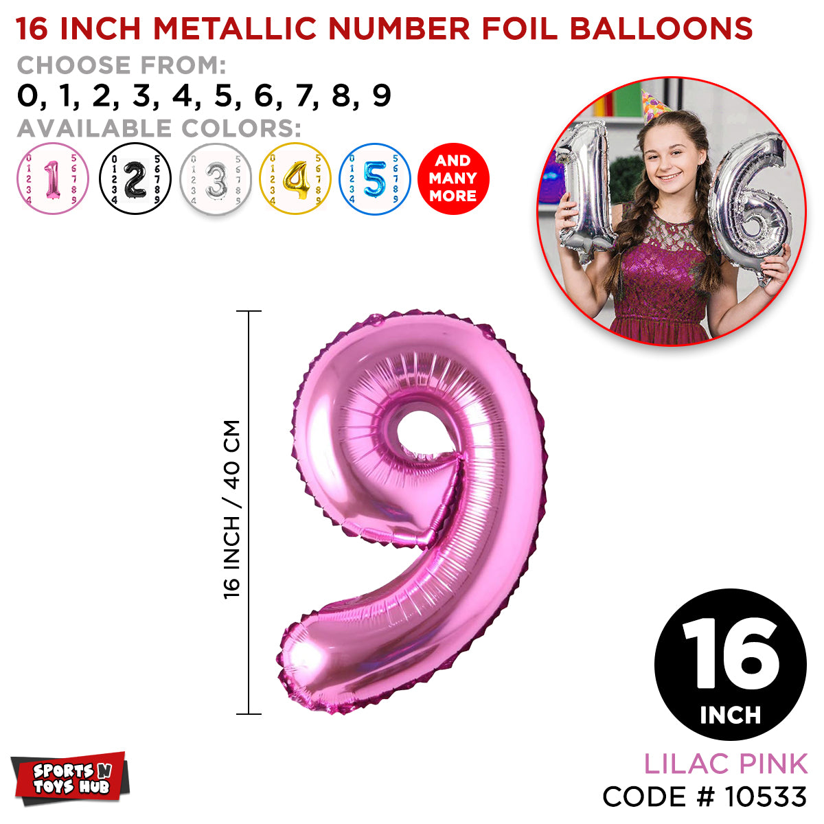 16 Inch Pink Number Foil Balloon Collection