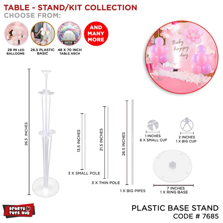 Plastic 7 Balloon Base Stand Table Kit