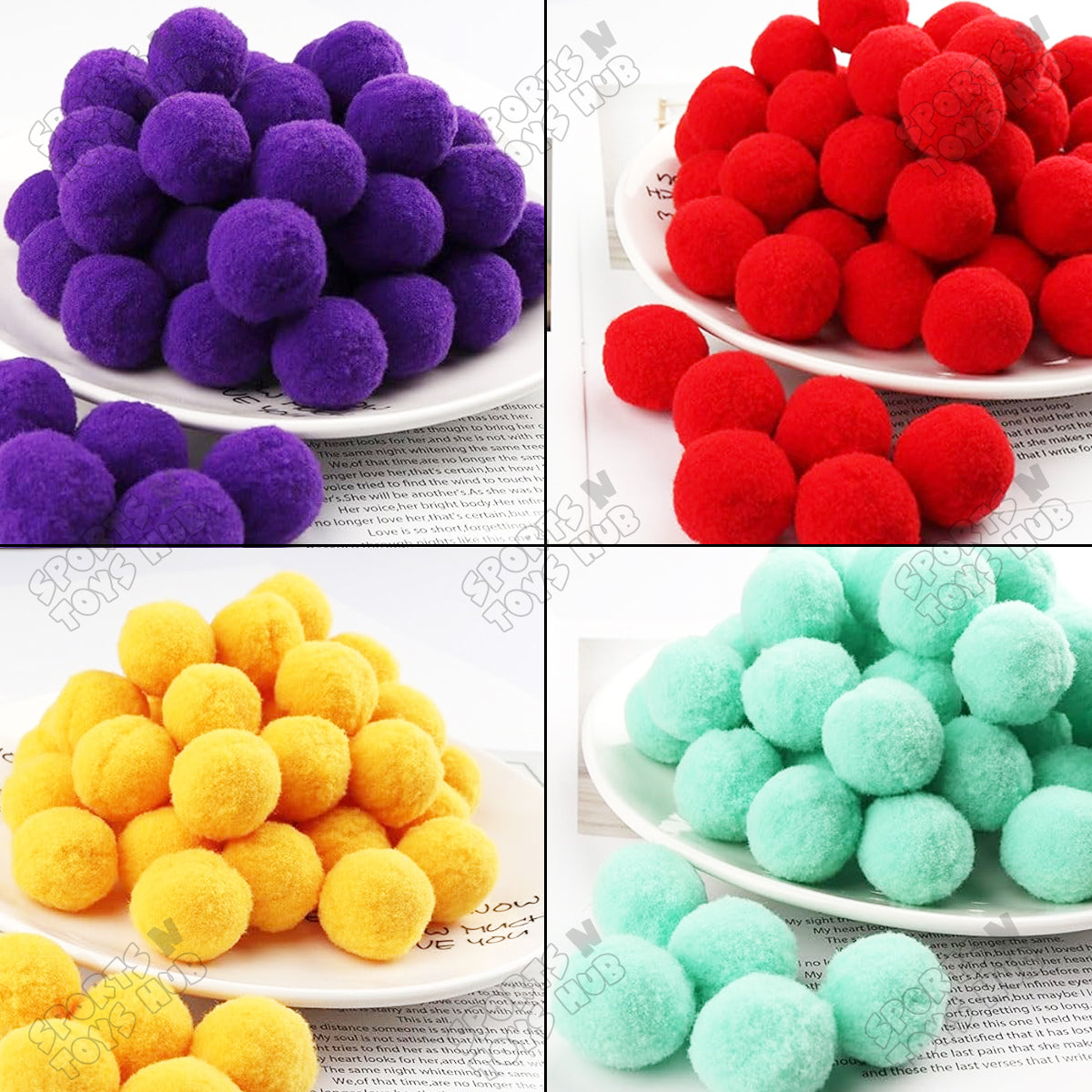 Pom Pom Soft Flux Fur Balls - Pack Of 100