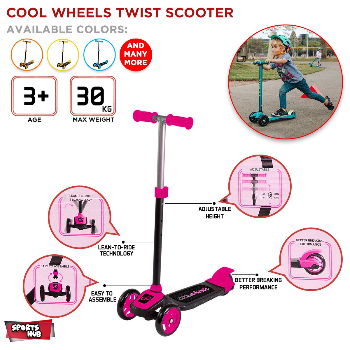 Cool Wheels Twist Scooty for Kids Suitable Age 3+, Code - FR58062/ FR58055/ FR58048/ FR57898
