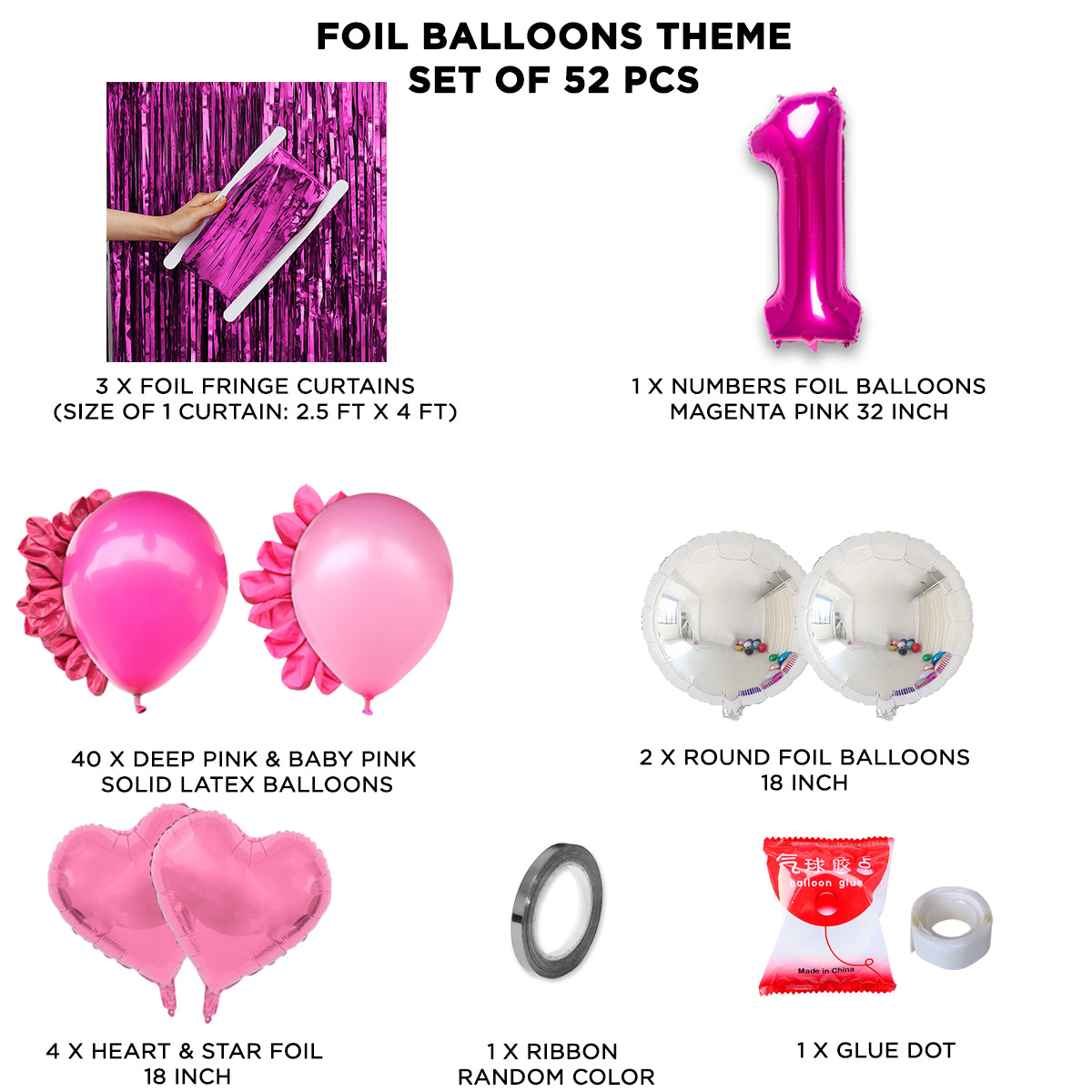 First Birthday Foil Balloon Theme With Curtain