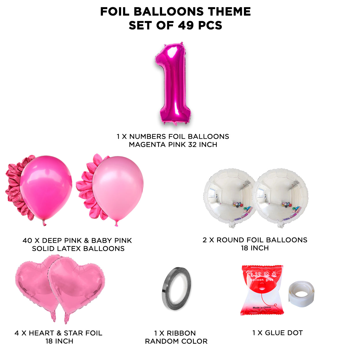 First Birthday Foil Balloon Theme Without Curtain