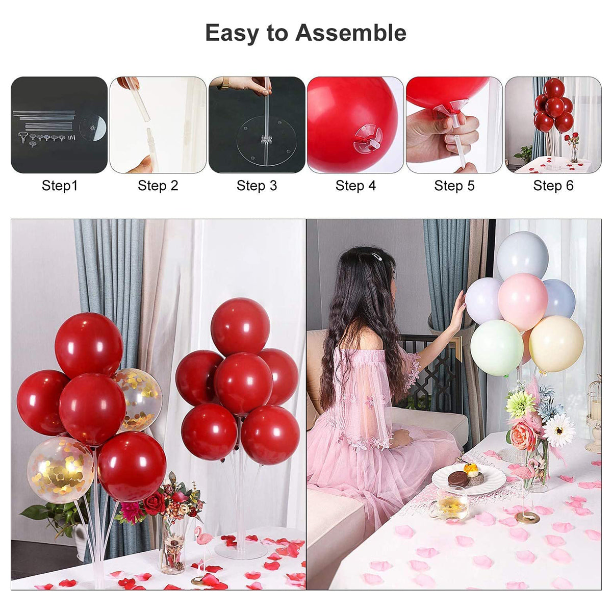 Plastic Base Chrome Balloon Stand Kit