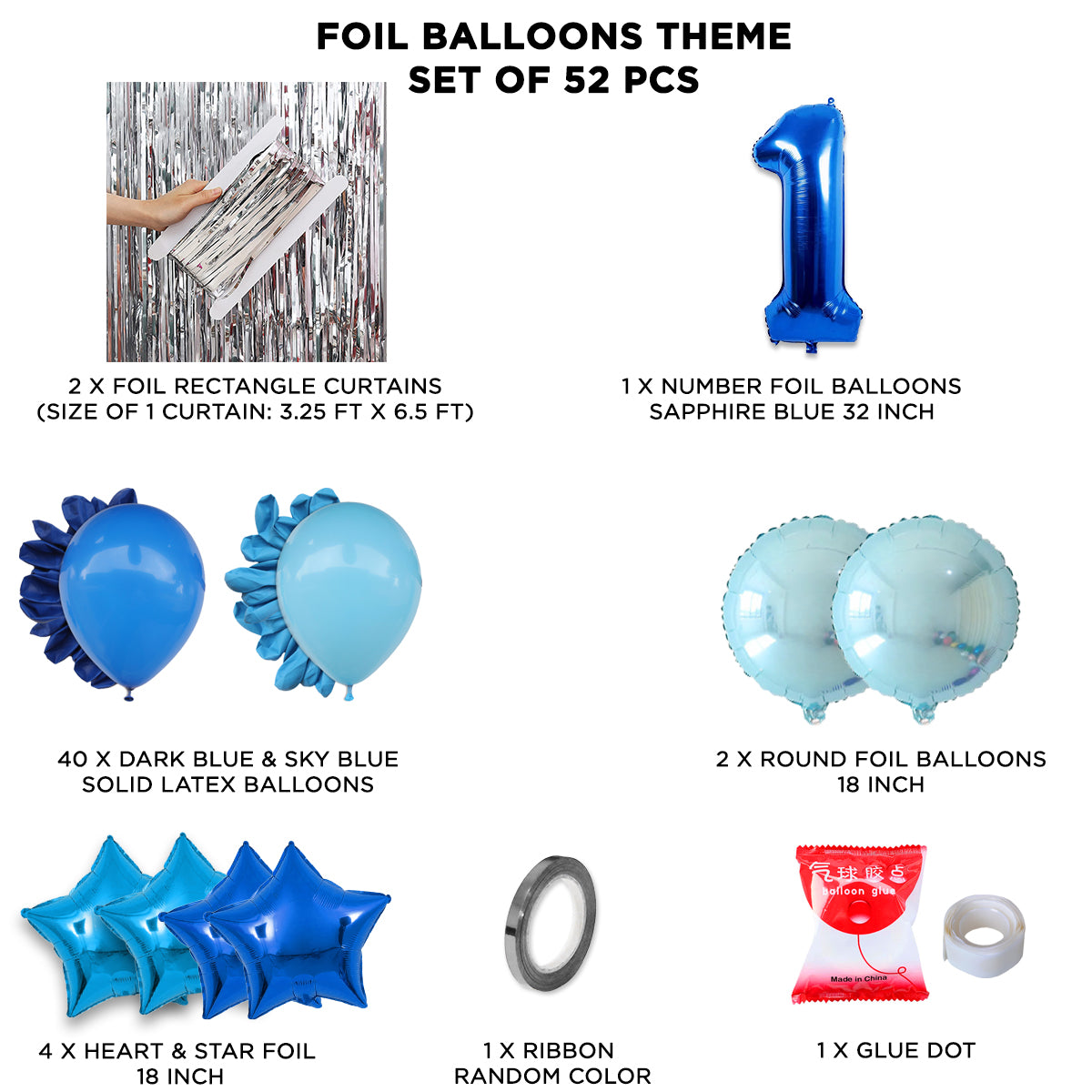 First Birthday Foil Balloon Theme With Curtain