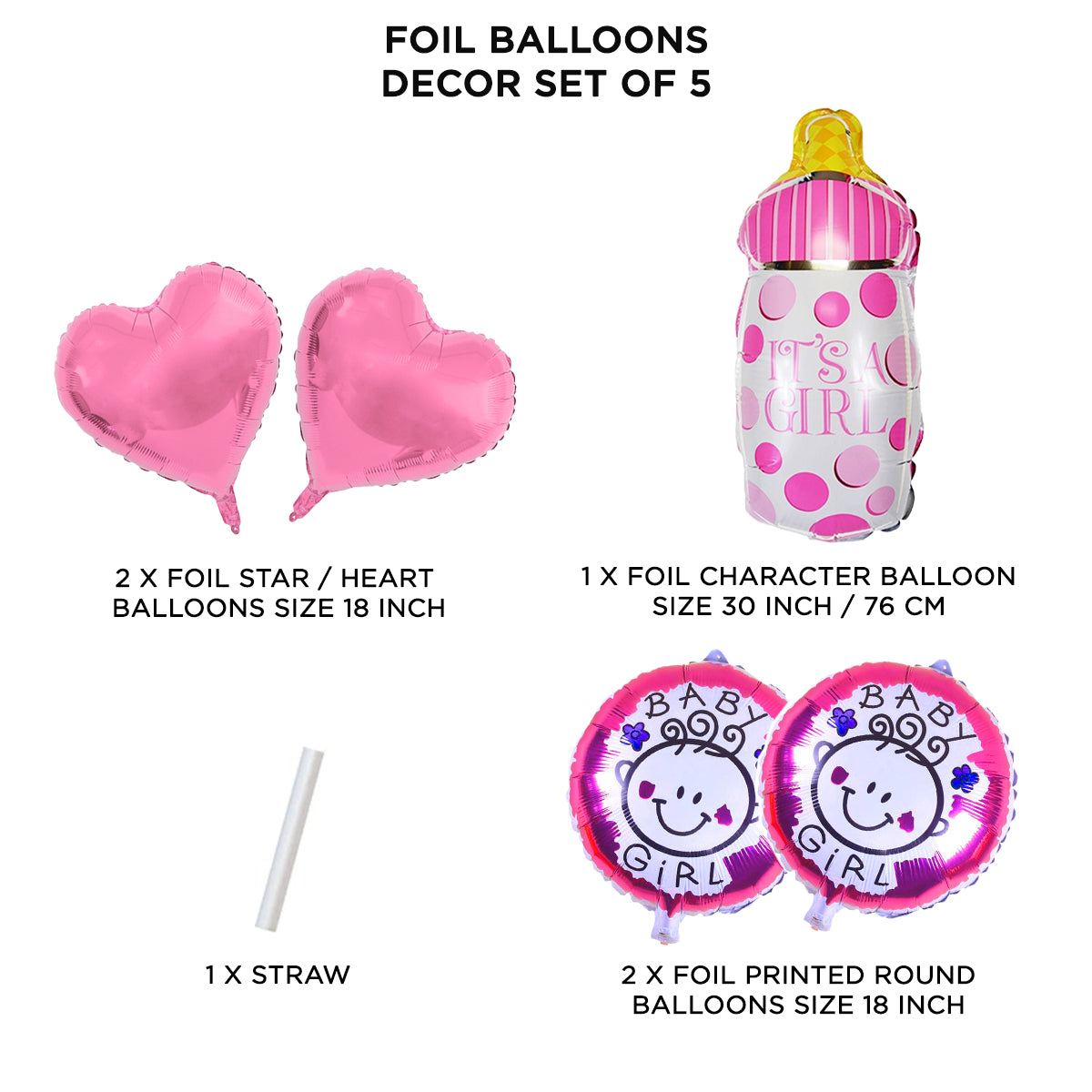 Baby Girl Feeder Foil Balloon Set