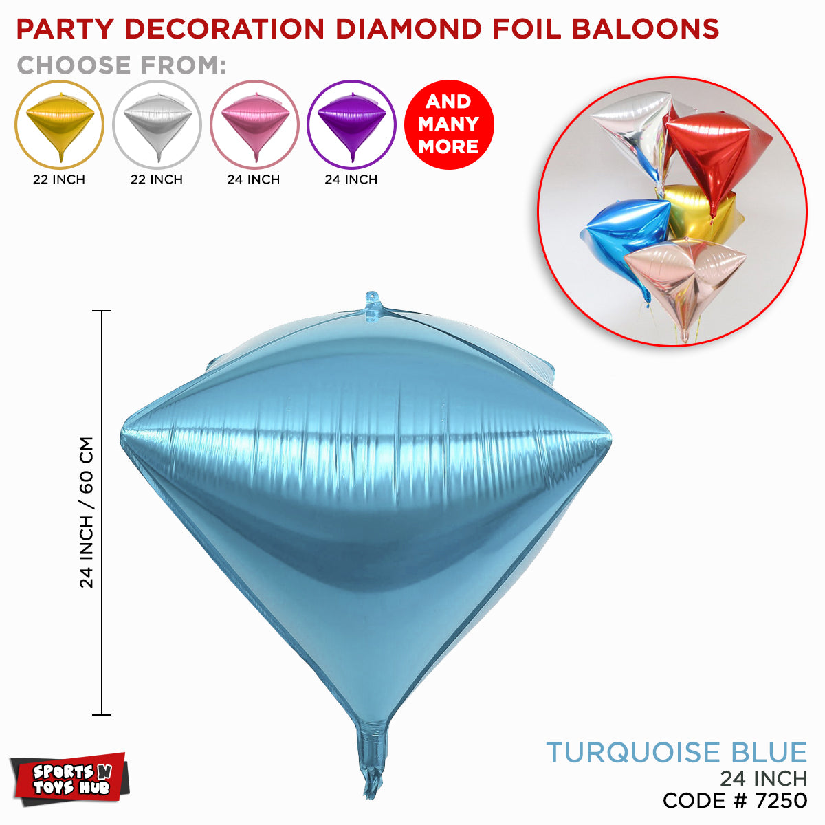 24 Inch - Diamond Shape Foil Balloons Collection