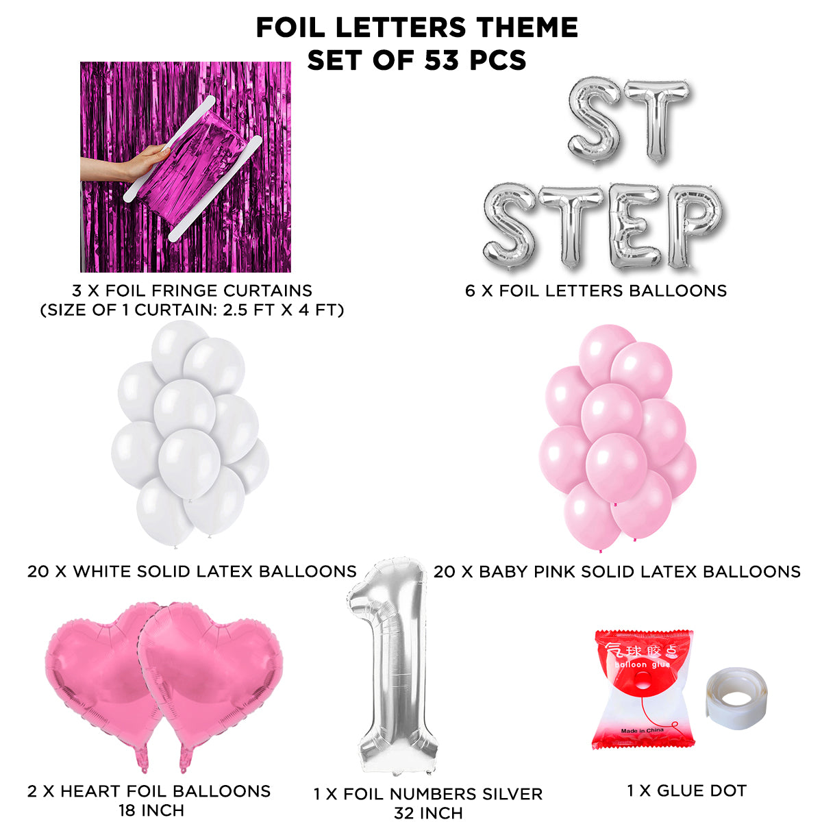 1ST Step Foil Letter Theme With Curtain