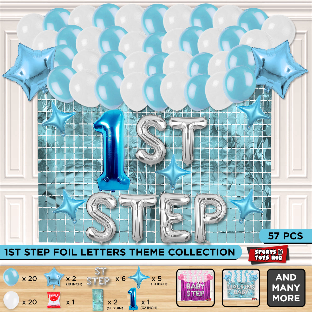 1ST Step Foil Letter Theme With Rectangle Curtain