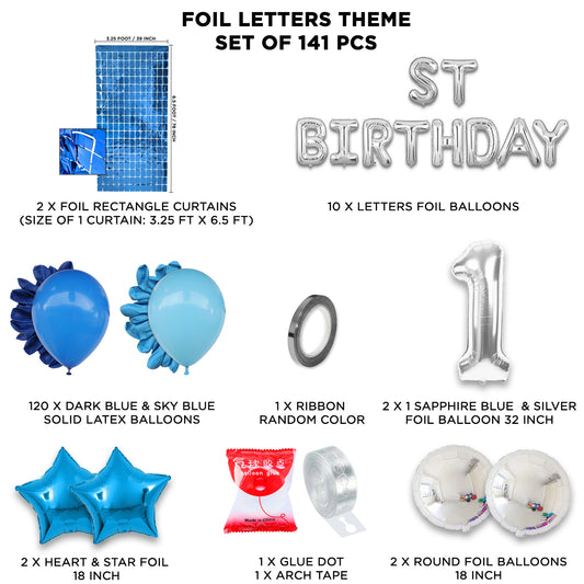 1ST Birthday Foil Letter Arch Theme - Blue