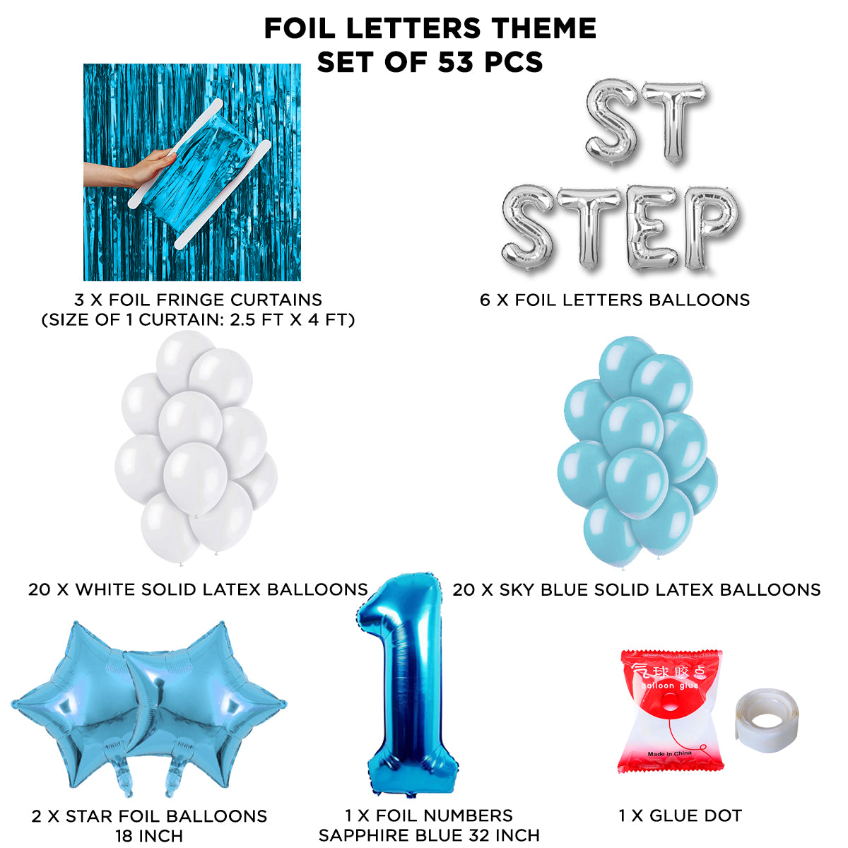 1ST Step Foil Letter Theme With Curtain