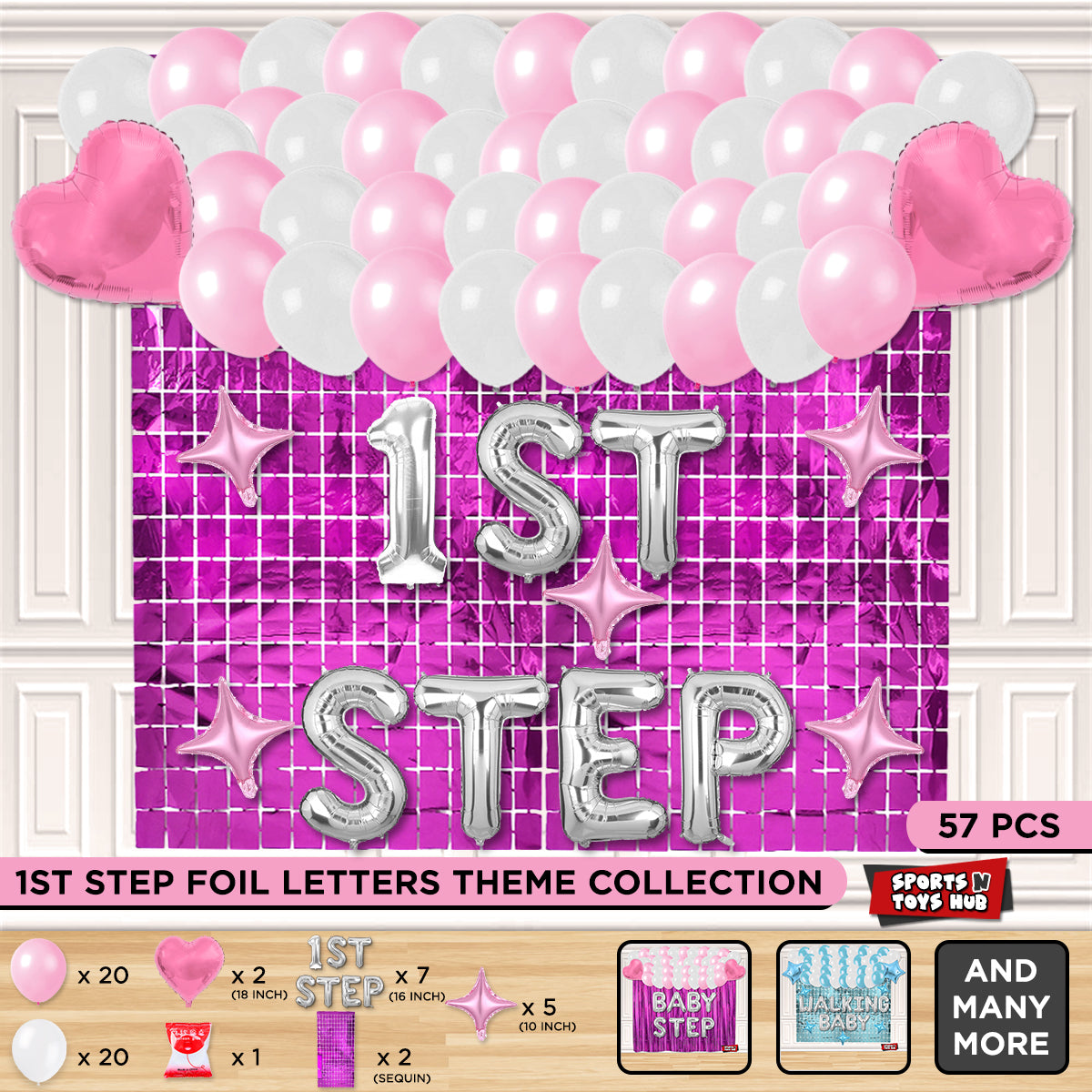 1st Step Foil Letter Theme With Rectangle Curtain
