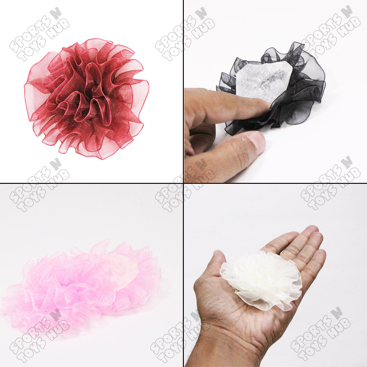 3 Inch - Tissue Ribbon Puff Flowers – Pack of 25 Decorative Fabric Flowers