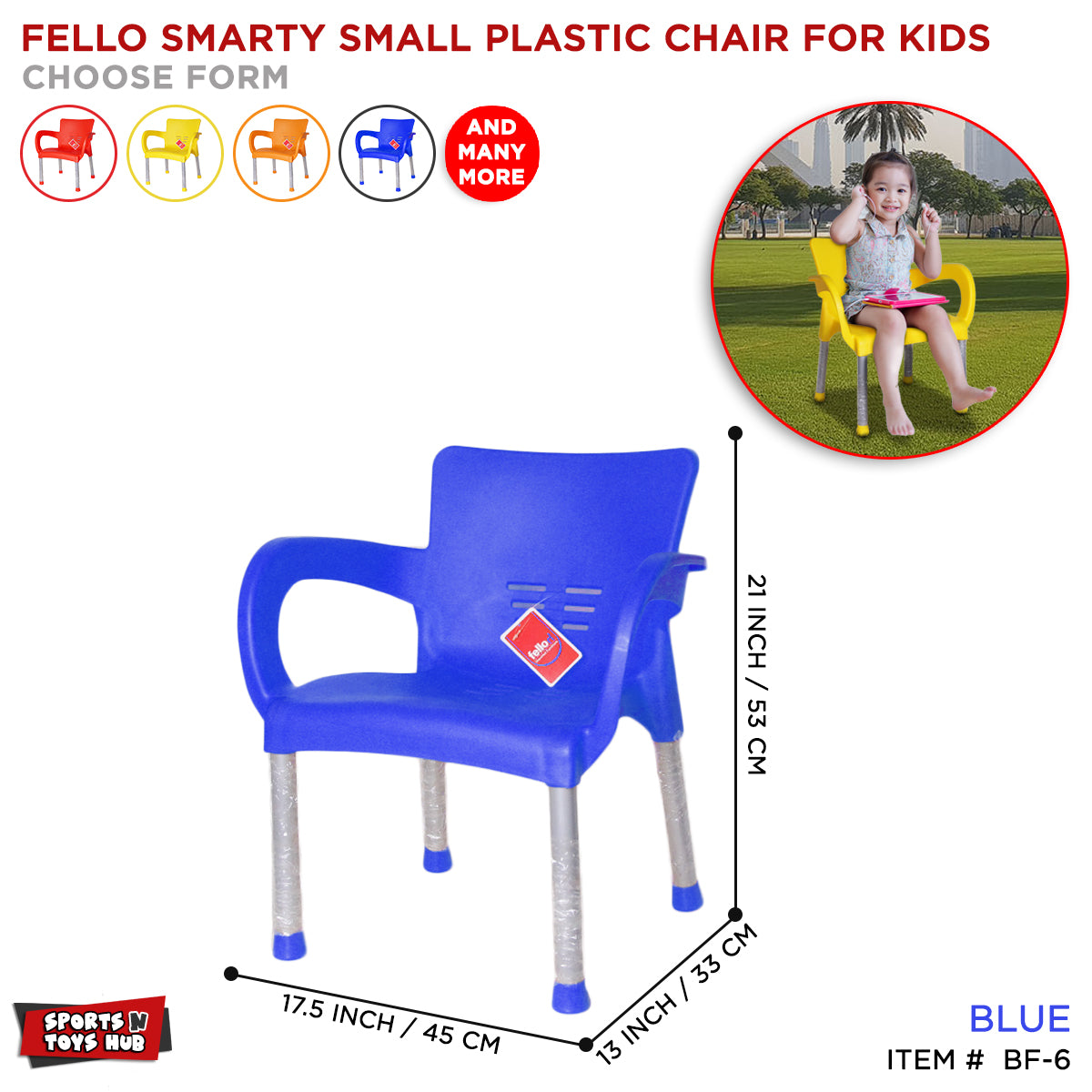 Fello Smarty - Kids Premium Plastic Chair with Metal Legs